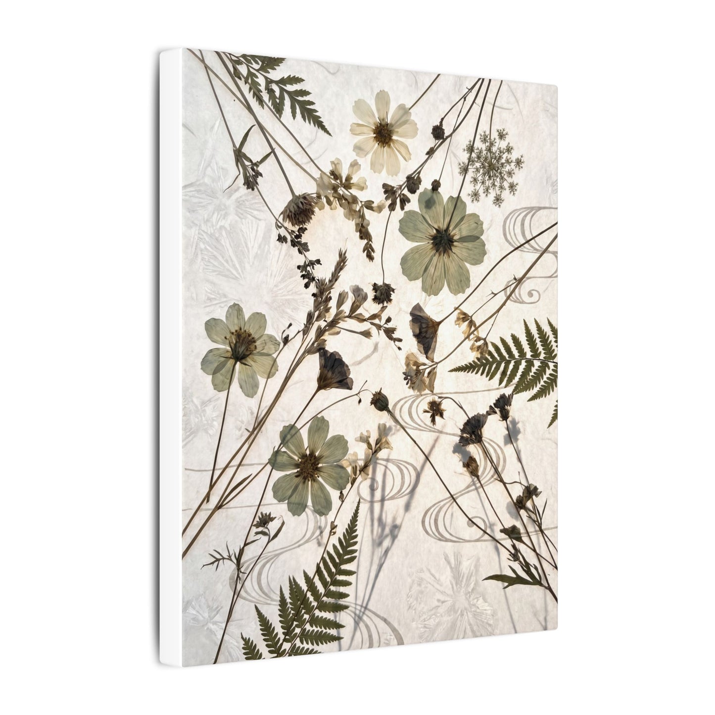 Japandi Dried Flowers in Golden Hour | Japanese Pattern Canvas Art