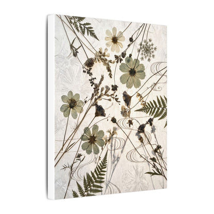 Japandi Dried Flowers in Golden Hour | Japanese Pattern Canvas Art
