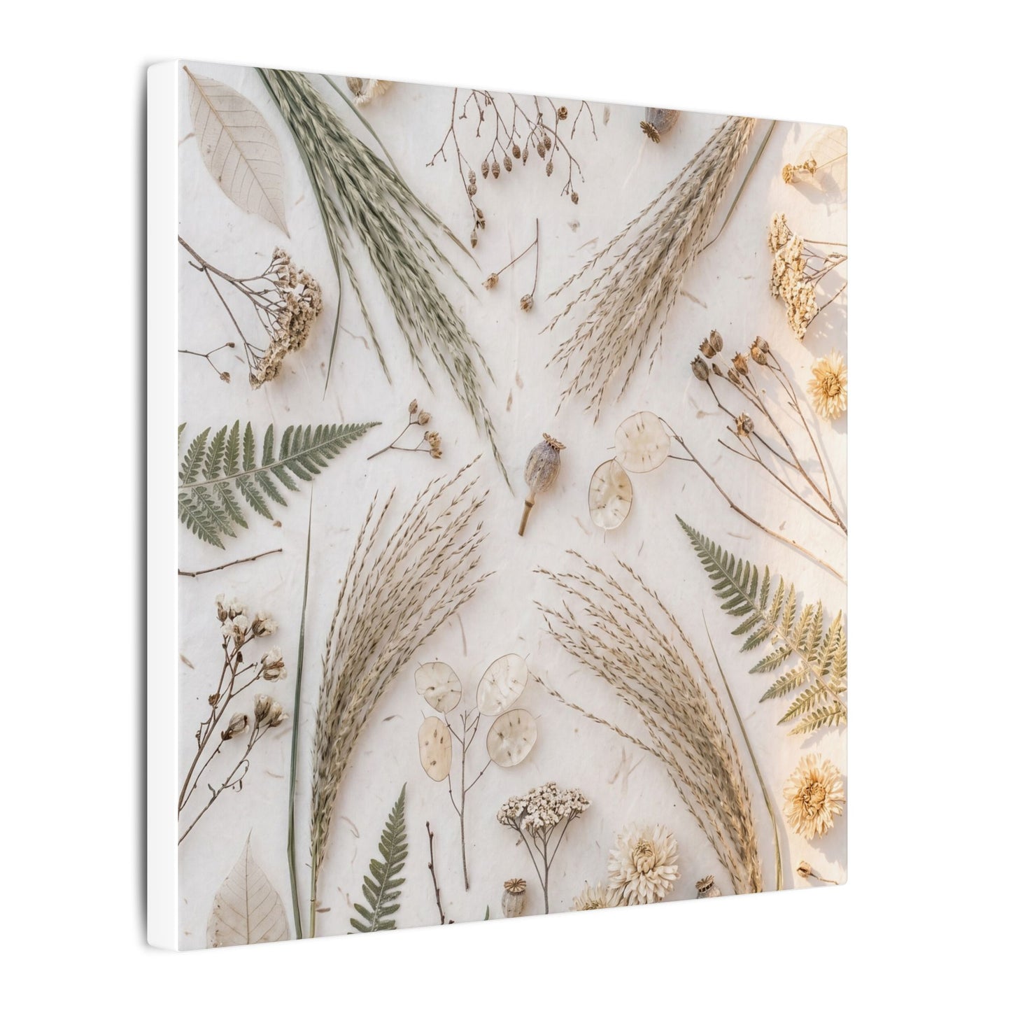 Elegant Dried Flowers Canvas Art - Japanese Pattern Japandi