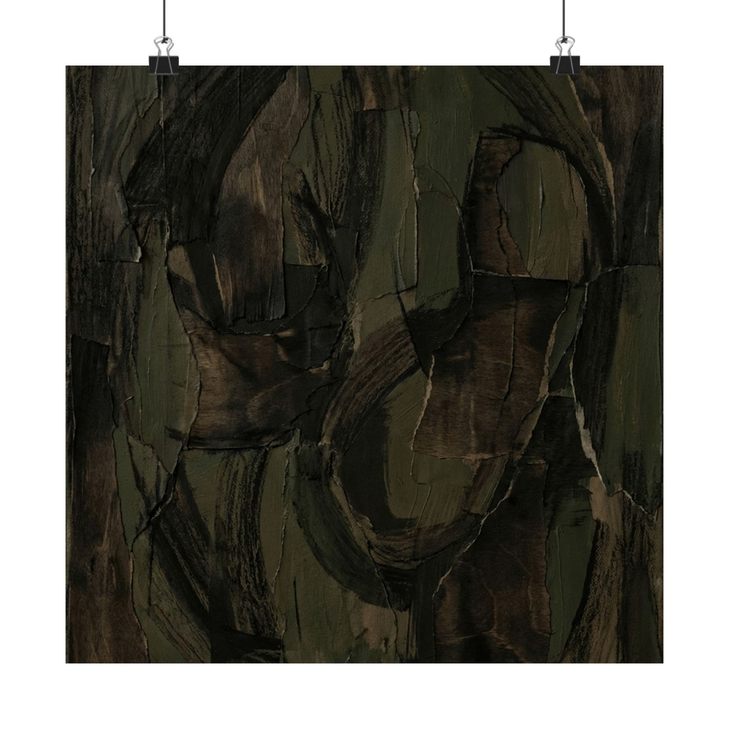 Mixed Media Dark Japandi Textured Wall Art Print