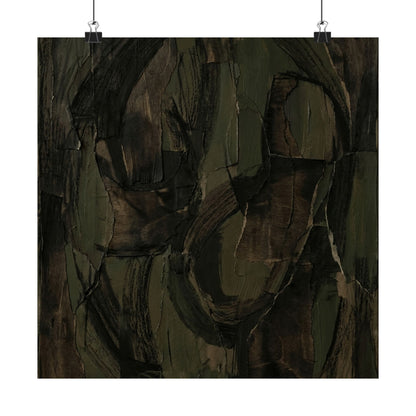 Mixed Media Dark Japandi Textured Wall Art Print