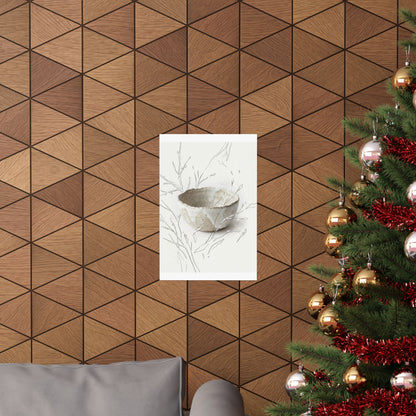 Japandi Ceramic Bowl in Overcast | Minimal Line Wall Art Print