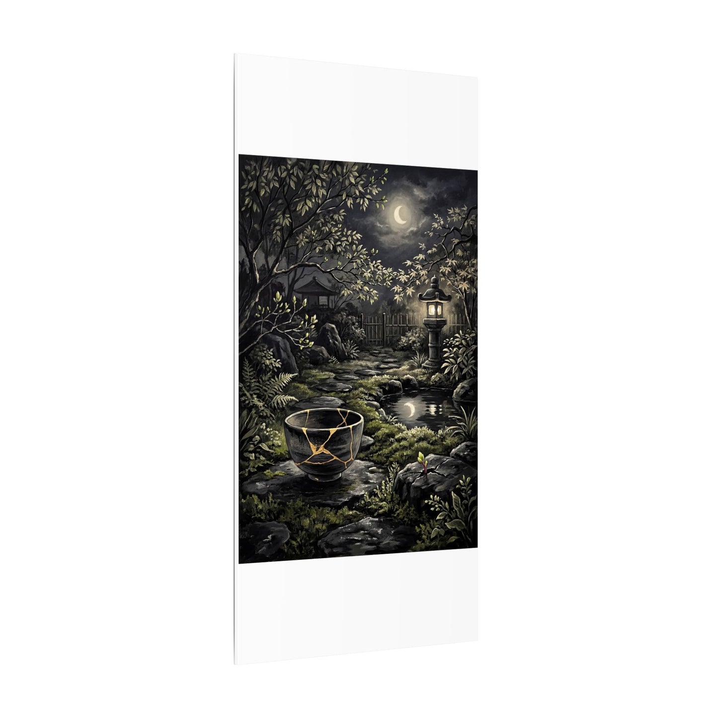 Kintsugi Moonlit Garden in Dappled | Gold Repair Canvas Art