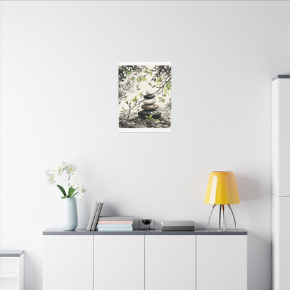 Spring River Stones Japanese Pattern Canvas Art | Elegant Decor