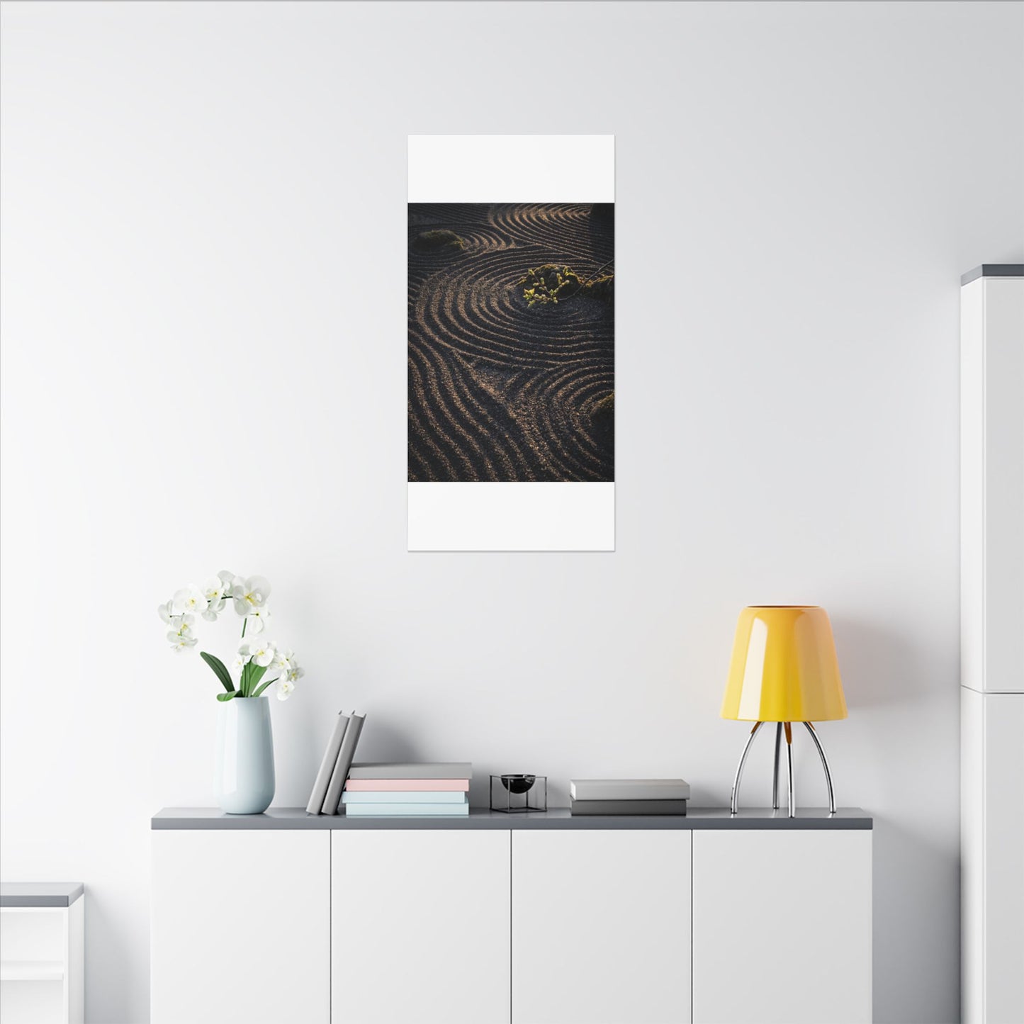 Spring Rock Garden Shadow Zen Canvas Art | Atmospheric Decor