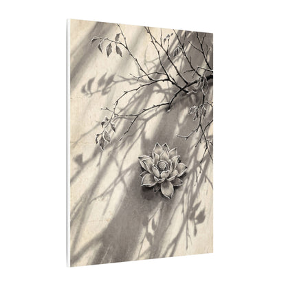 Winter Lotus Flower Sumi E Canvas Art | Contemplative Decor