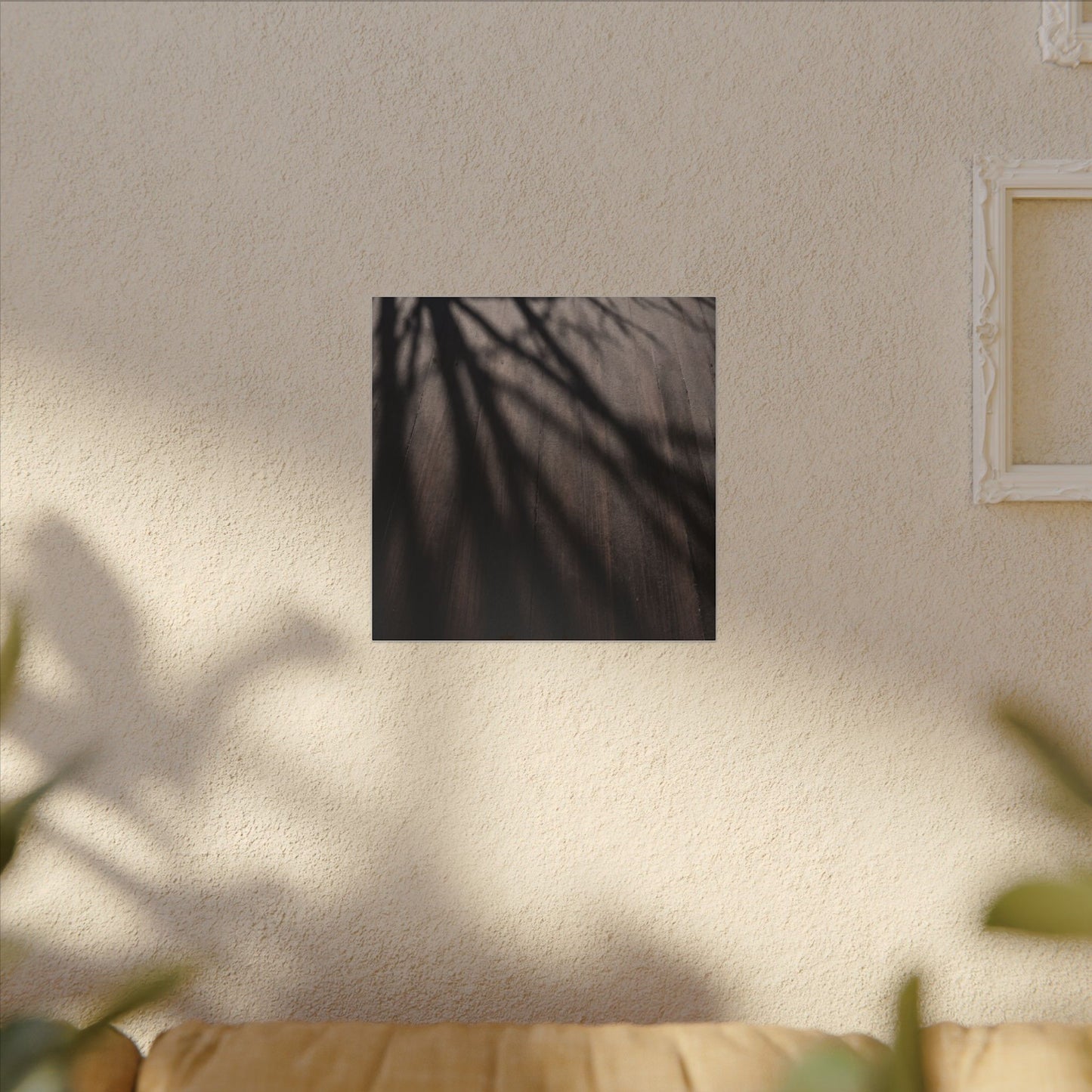 Dark Japandi Shadow Play in Dawn | Moody Minimal Canvas Art