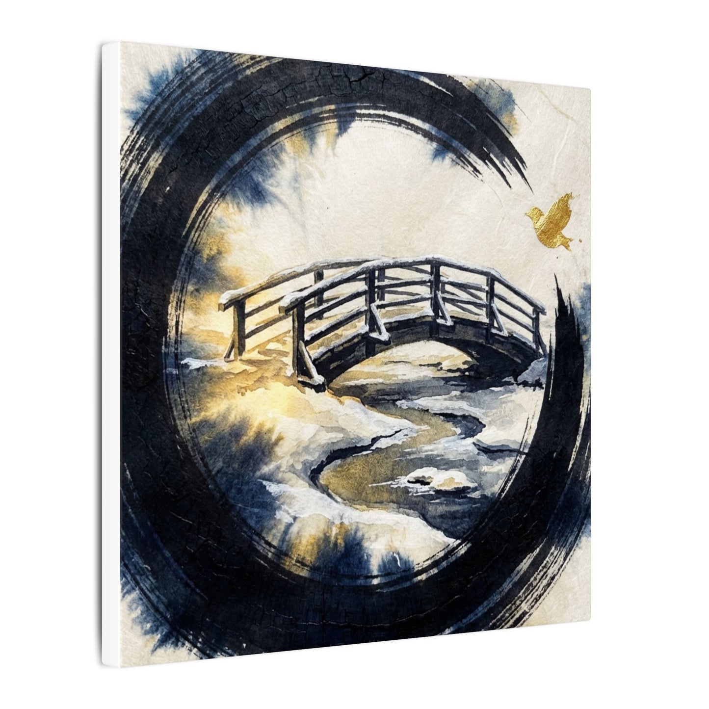 Autumn Ink Brushstroke Karesansui Canvas Art | Peaceful Decor