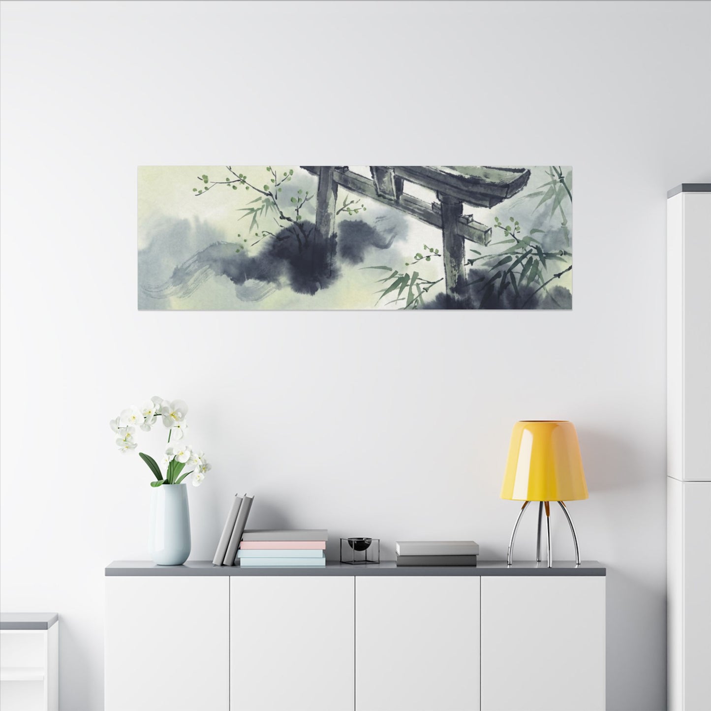 Torii Gate Sumi E Canvas Art | Serene Zen Art