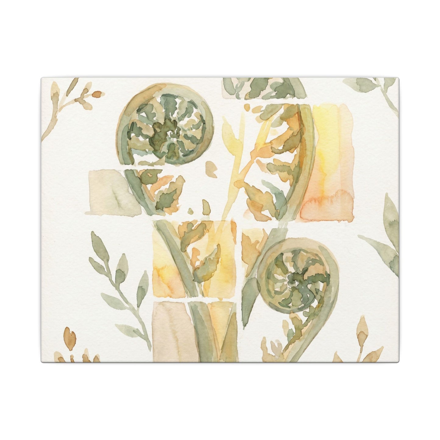 Earthy Fern Unfurling Canvas Art - Watercolor Japandi