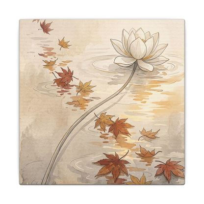 Lotus Flower Canvas Art | Autumn Japandi Minimal Line Art