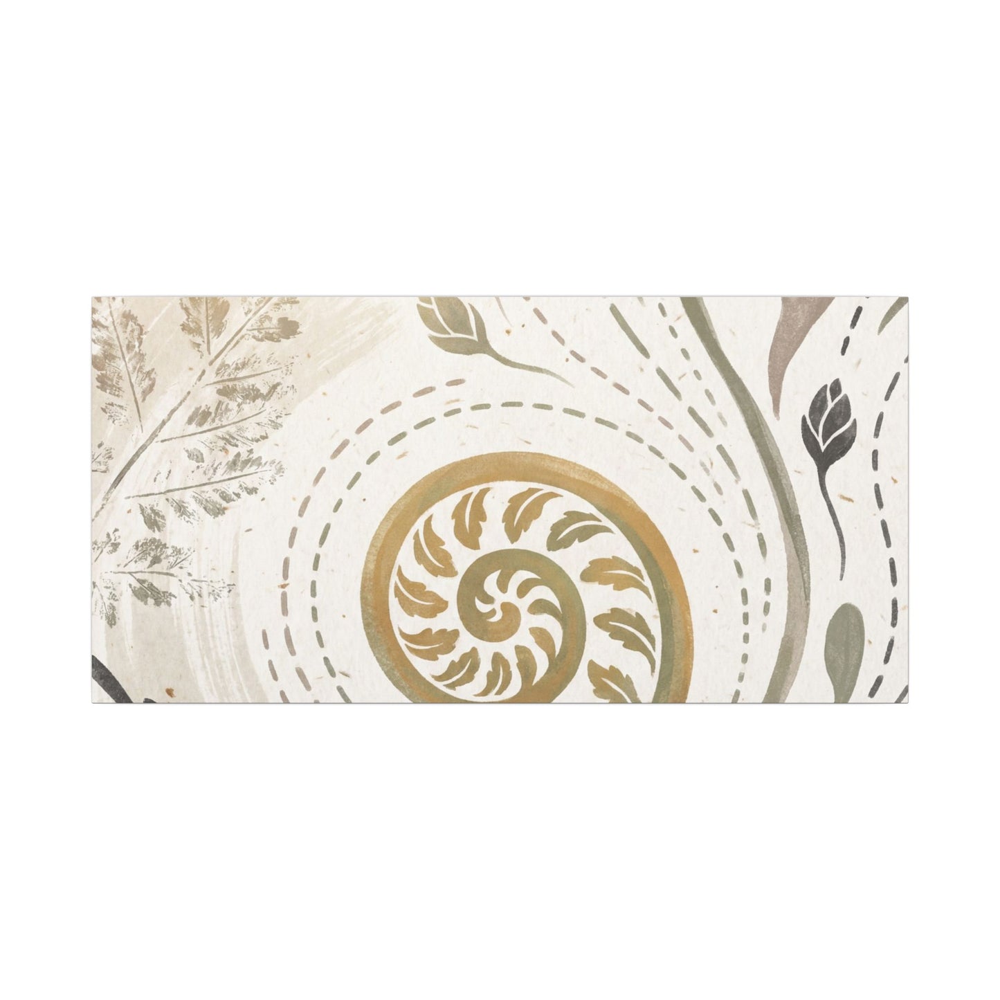 Japandi Fern Unfurling in Golden Hour | Japanese Pattern Canvas Art