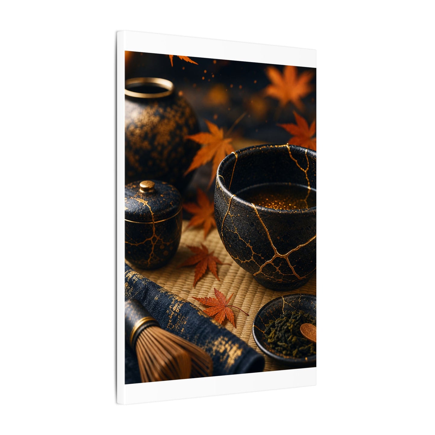 Seijaku Tea Ceremony Canvas Art - Kintsugi Gold Repair