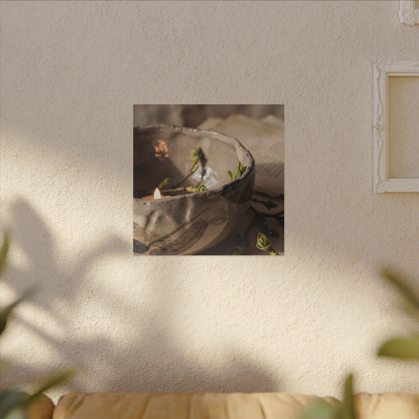Candlelight Ceramic Bowl Canvas Art - Japandi Ma