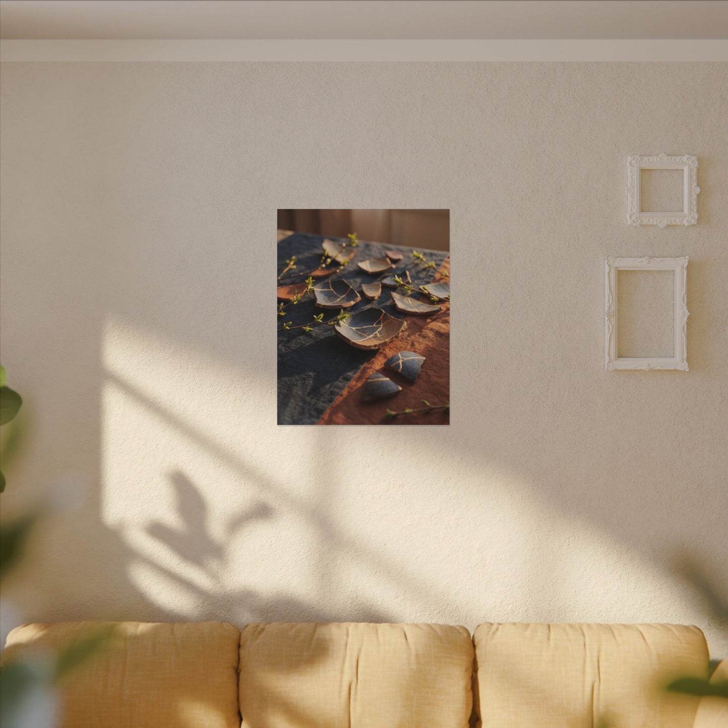 Spring Broken Pottery Gold Vein Canvas Art | Philosophical Decor