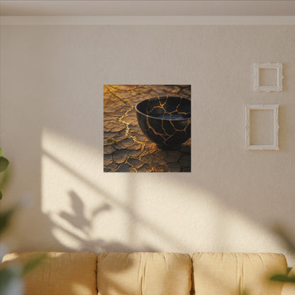 Golden Hour Cracked Earth Canvas Art - Kintsugi Fukinsei