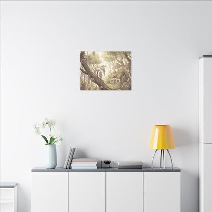 Summer Wisteria Mushroom Illustration Canvas Art | Enchanting Decor