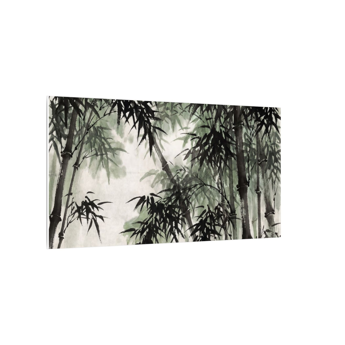 Zen Bamboo Grove in Overcast | Sumi E Canvas Art