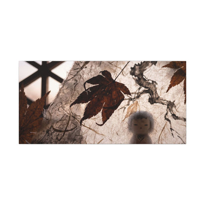 Shoji Screen Autumn Canvas Art | Dark Japandi Atmospheric Design