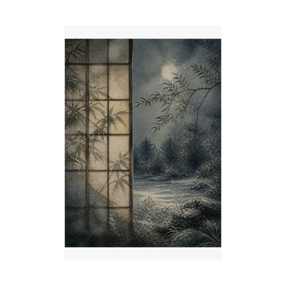 Winter Shoji Screen Watercolor Wall Art Print | Elegant Decor