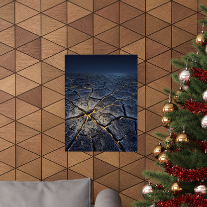Ma Cracked Earth Wall Art Print - Kintsugi Broken Beauty