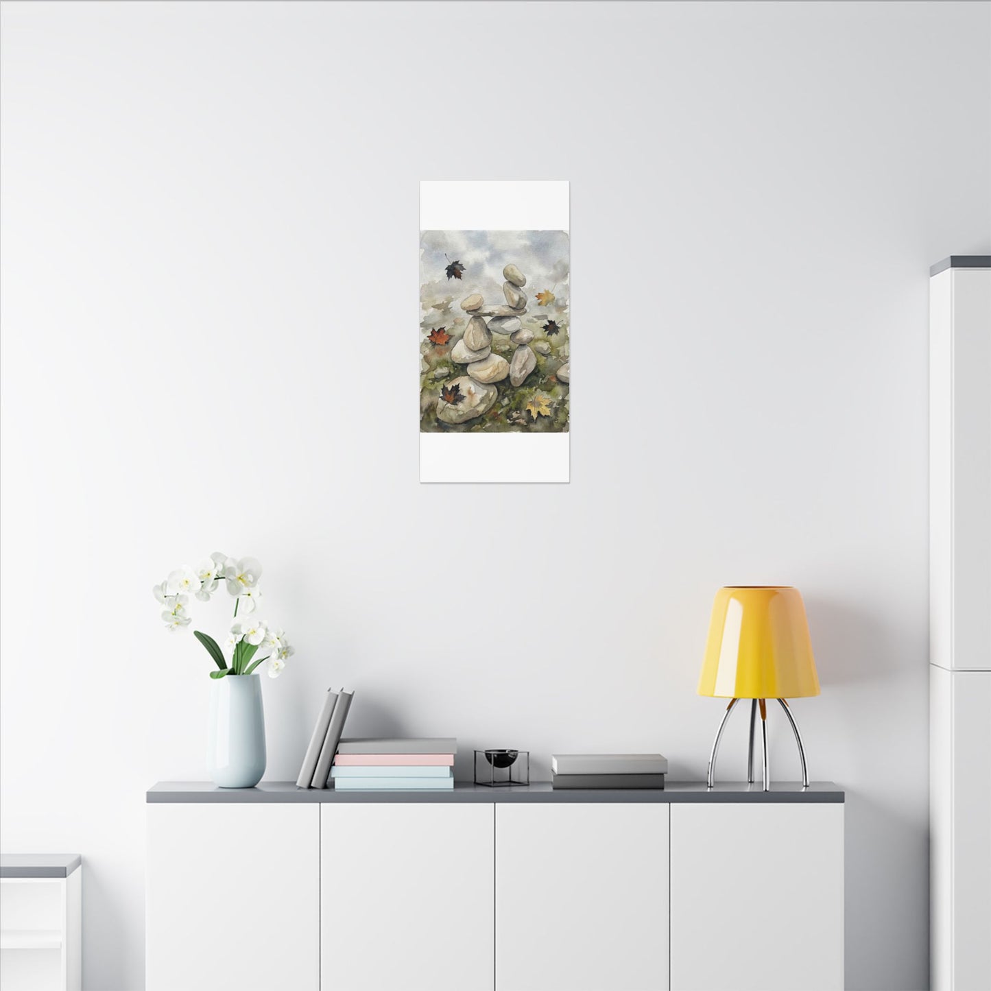 Overcast River Stones Canvas Art - Japandi Fukinsei