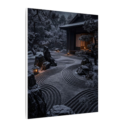 Candlelight Rock Garden Canvas Art - Dark Japandi Fukinsei