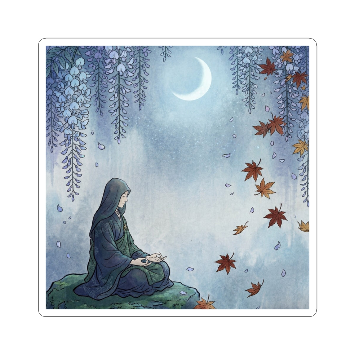 Wisteria Autumn Sticker | Zen Calm Design Art Print