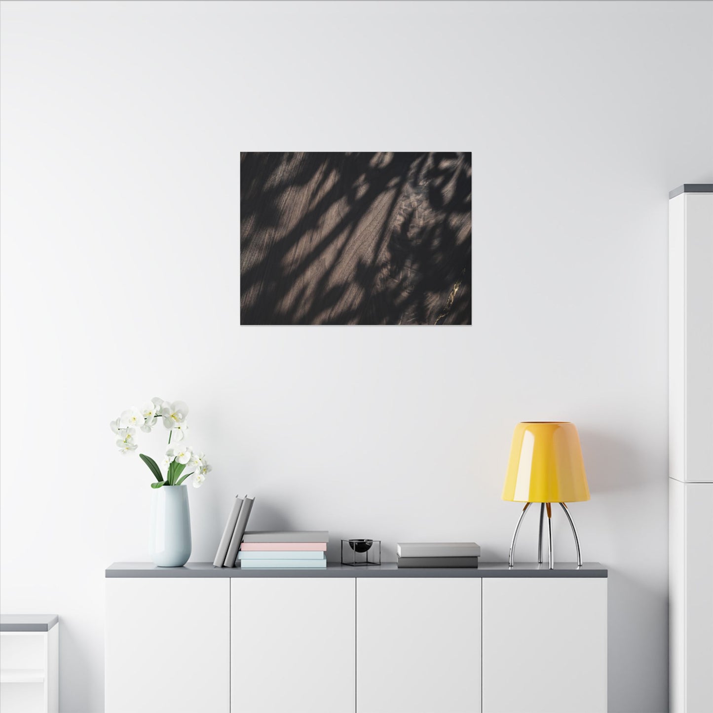 Shadow Play Summer Canvas Art | Dark Japandi Moody Design