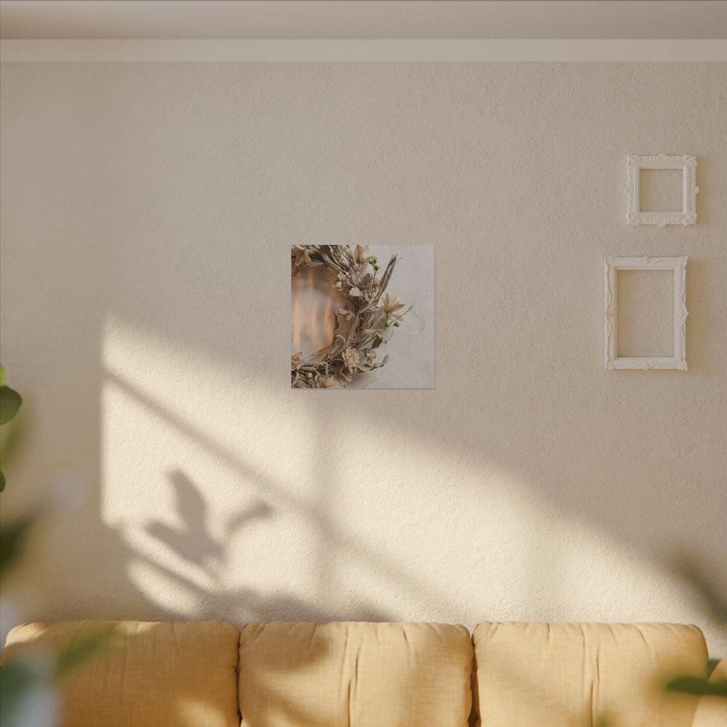 Dried Flowers Japanese Pattern Canvas Art | Neutral Japandi Art