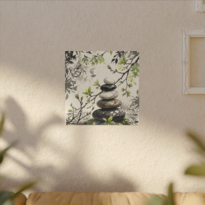 Spring River Stones Japanese Pattern Canvas Art | Elegant Decor