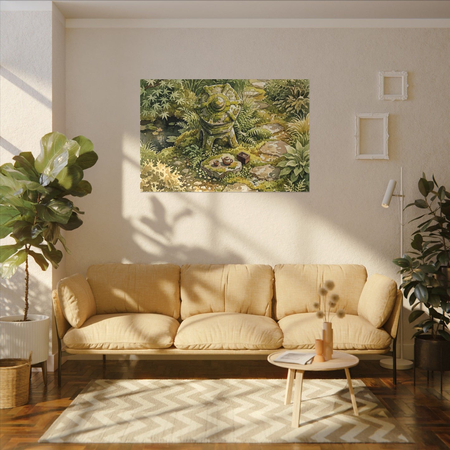 Datsuzoku Stone Lantern Canvas Art - Japandi Watercolor