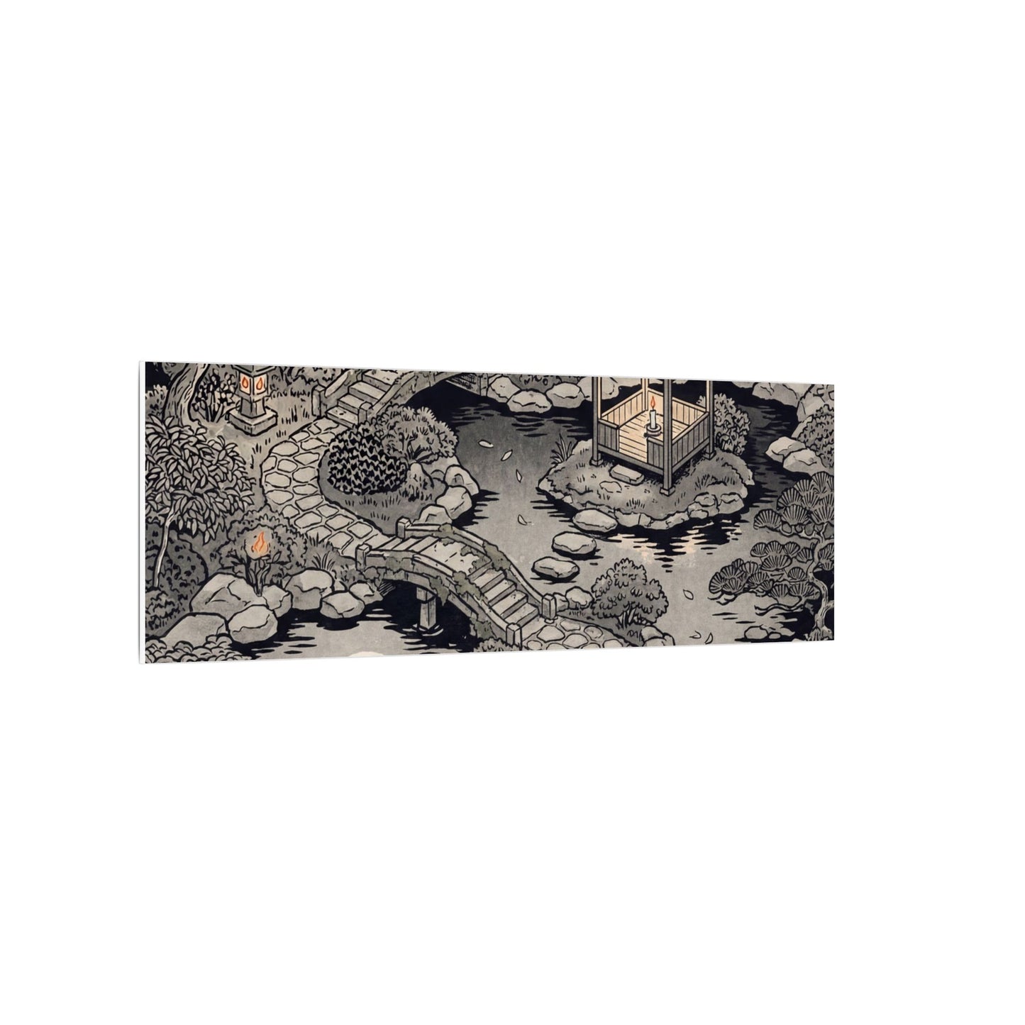 Moonlit Garden Ukiyo E Inspired Canvas Art | Serene Zen Art