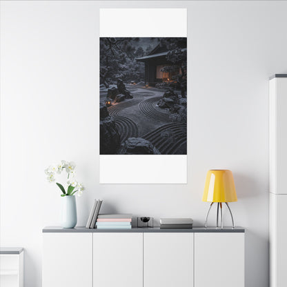 Candlelight Rock Garden Canvas Art - Dark Japandi Fukinsei