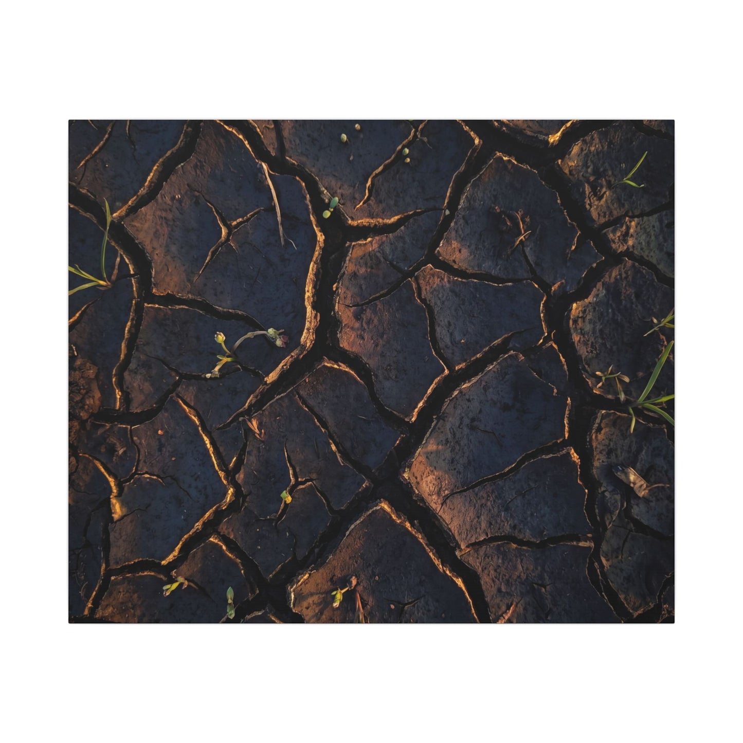 Cracked Earth Moody Minimal Canvas Art | Luxurious Dark Japandi Art