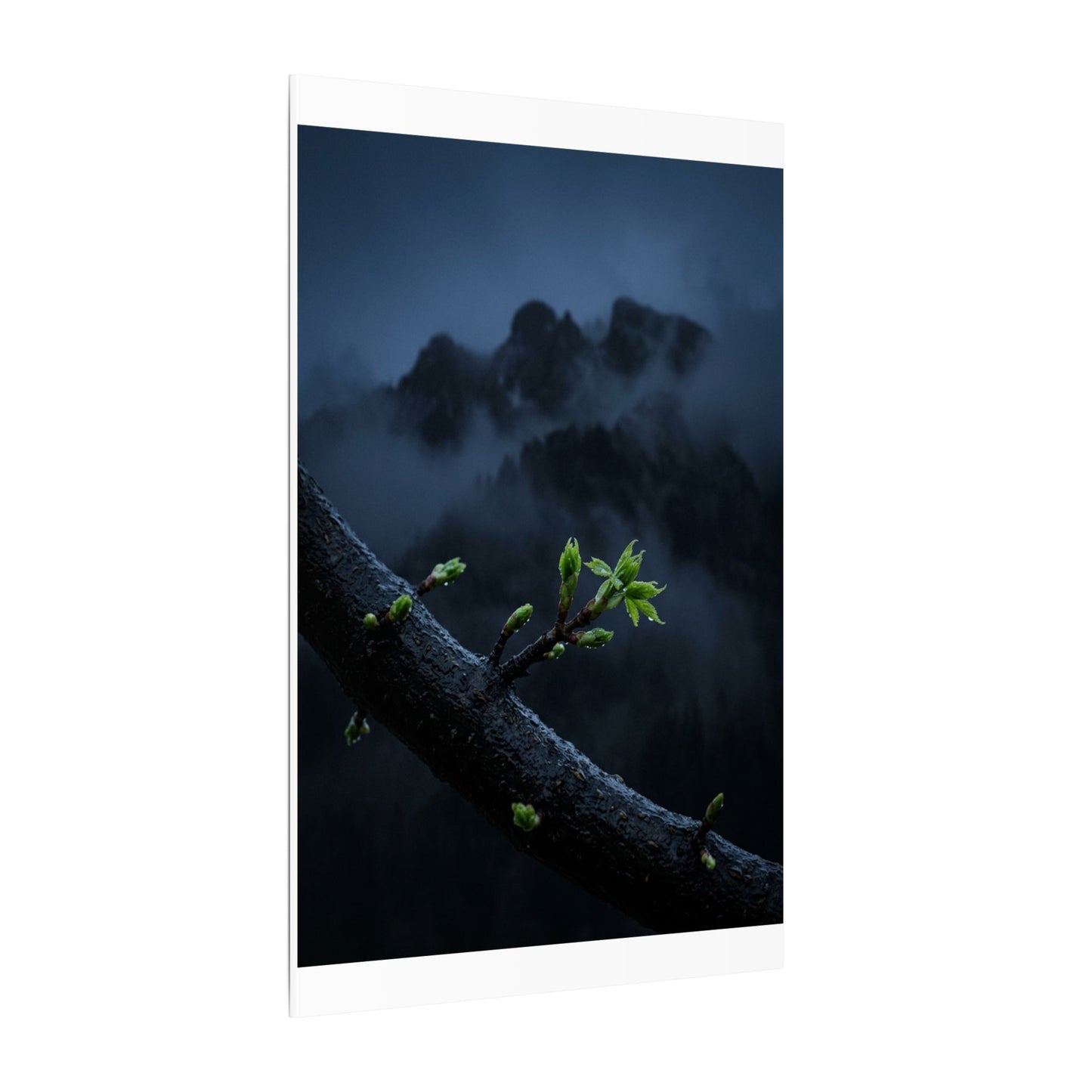 Moonlight Mountain Mist Canvas Art - Dark Japandi Kanso