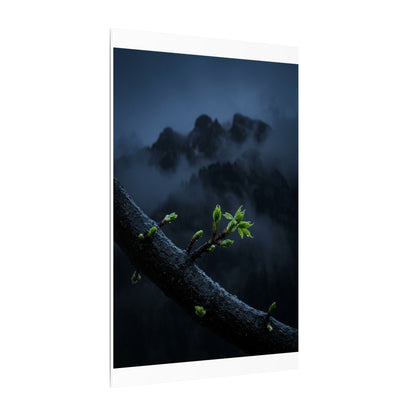 Moonlight Mountain Mist Canvas Art - Dark Japandi Kanso