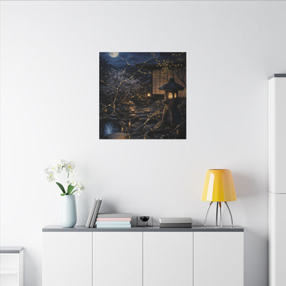 Seijaku Moonlit Garden Canvas Art - Kintsugi Gold Vein