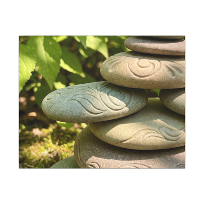 River Stones Summer Canvas Art | Japandi Earthy Design