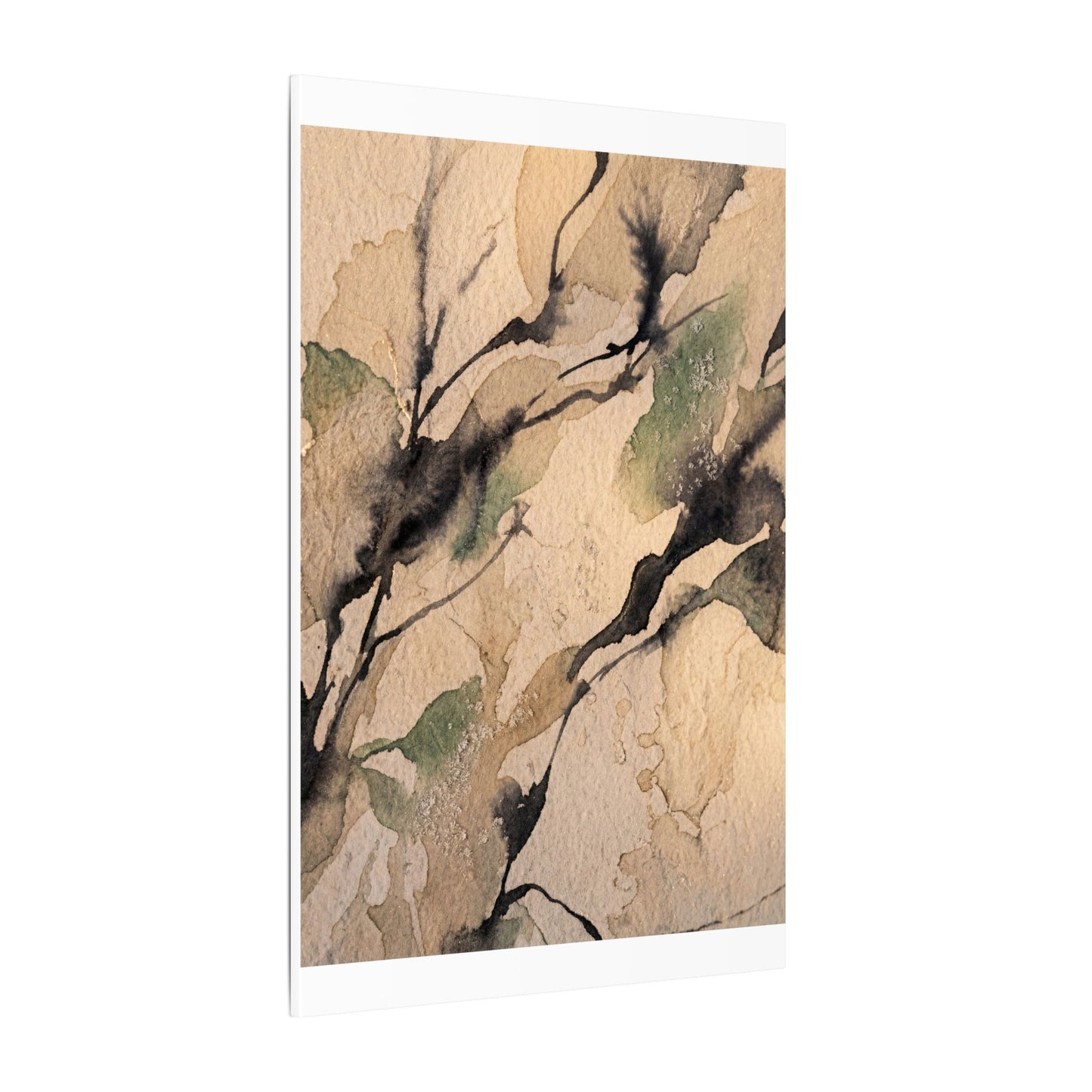Japandi Shadow Play in Golden Hour | Watercolor Canvas Art