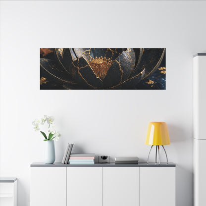 Moonlight Lotus Flower Canvas Art - Kintsugi Fukinsei