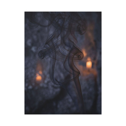 Incense Smoke Winter Canvas Art | Dark Japandi Sophisticated Design