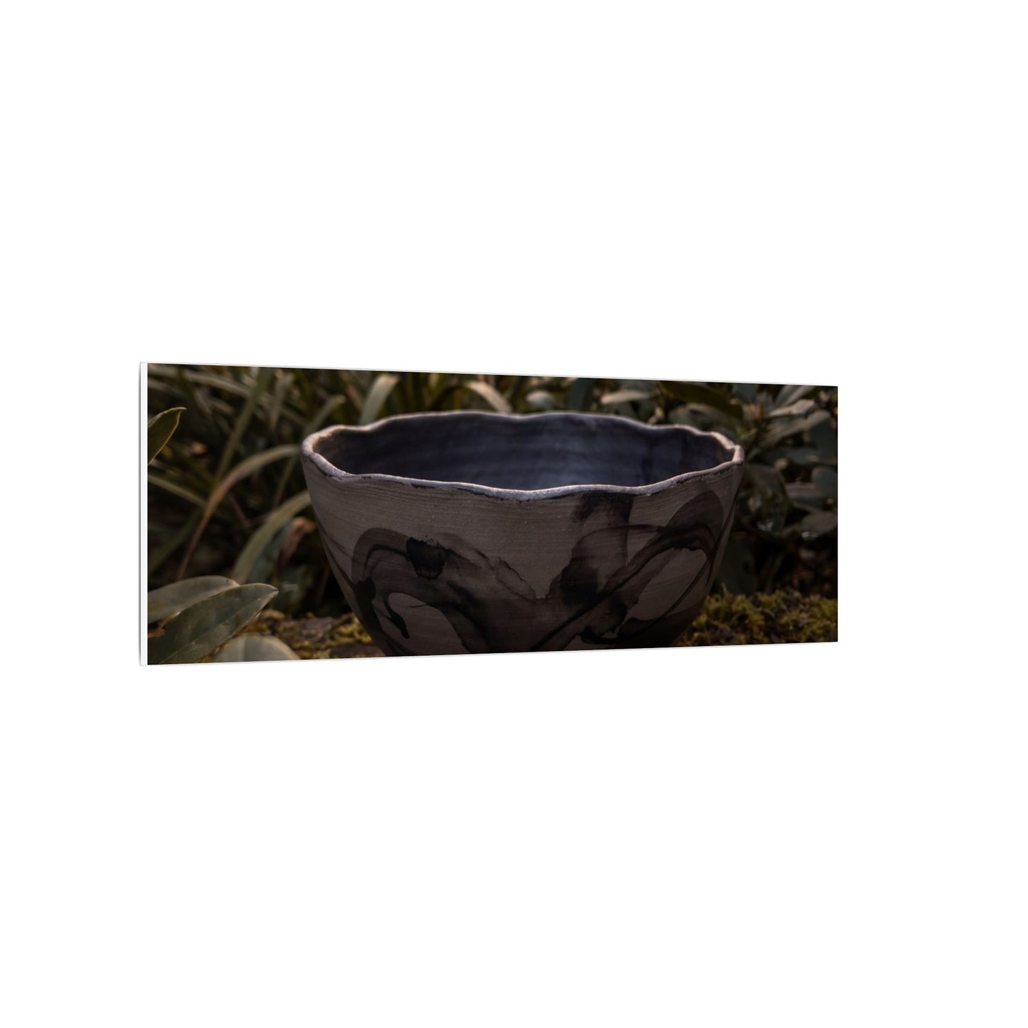 Ceramic Bowl Canvas Art | Summer Dark Japandi Charcoal Ink Art