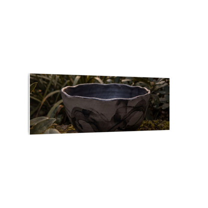 Ceramic Bowl Canvas Art | Summer Dark Japandi Charcoal Ink Art