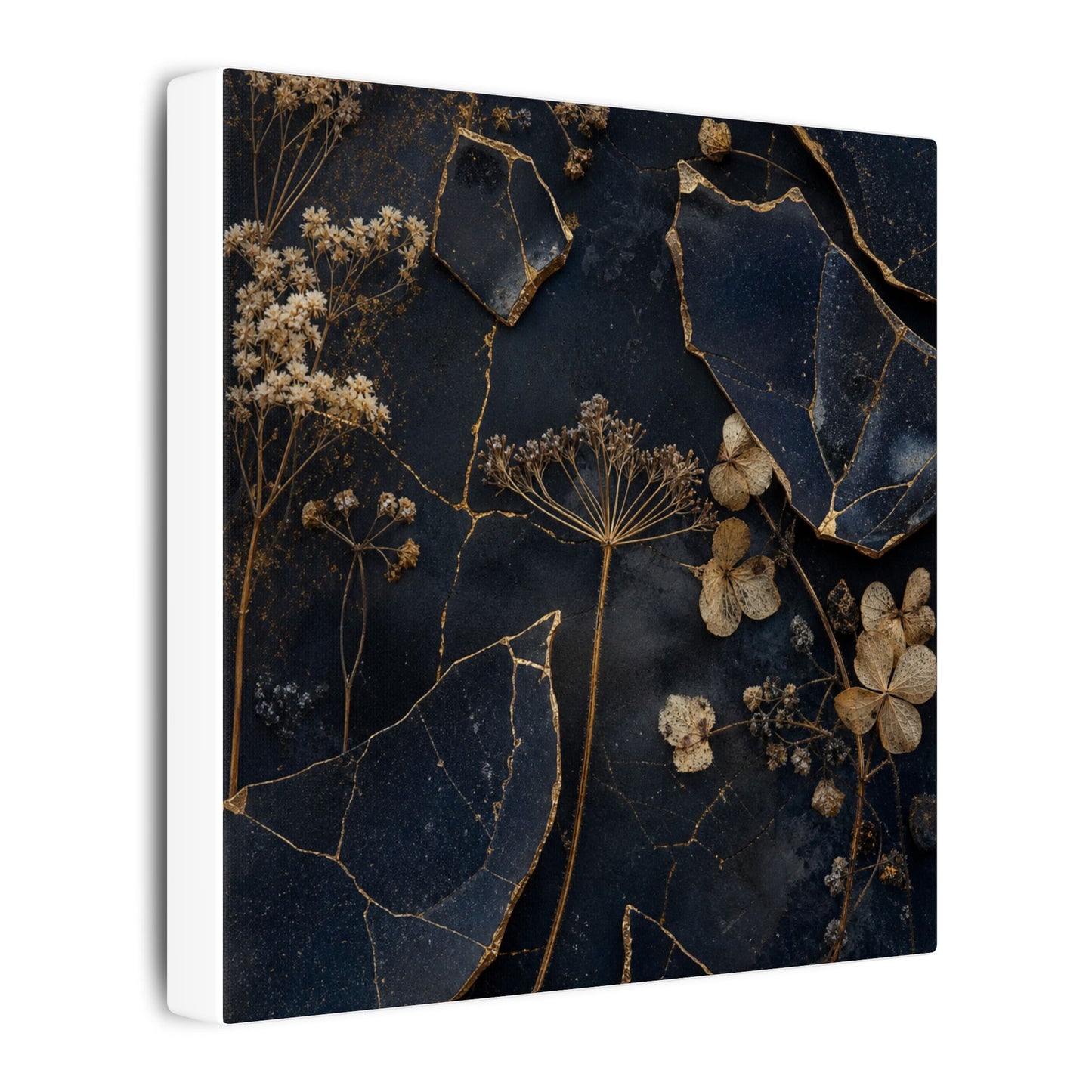 Philosophical Dried Flowers Canvas Art - Broken Beauty Kintsugi