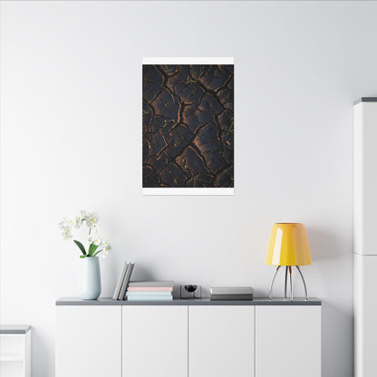 Cracked Earth Moody Minimal Canvas Art | Luxurious Dark Japandi Art
