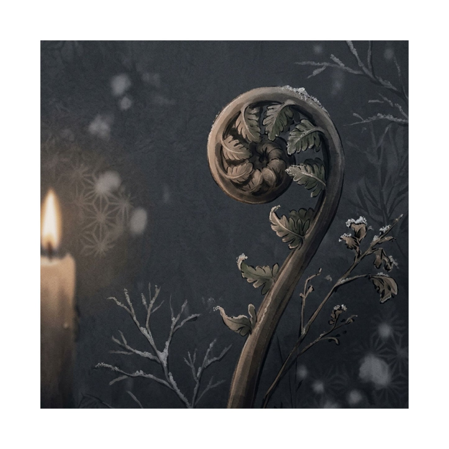 Fern Unfurling Japanese Pattern Wall Art Print | Warm Japandi Art