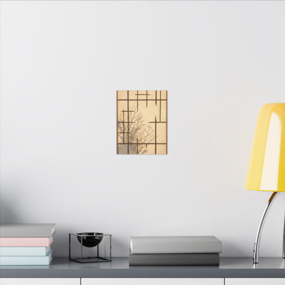 Shoji Screen Canvas Art | Winter Japandi Minimal Line Art