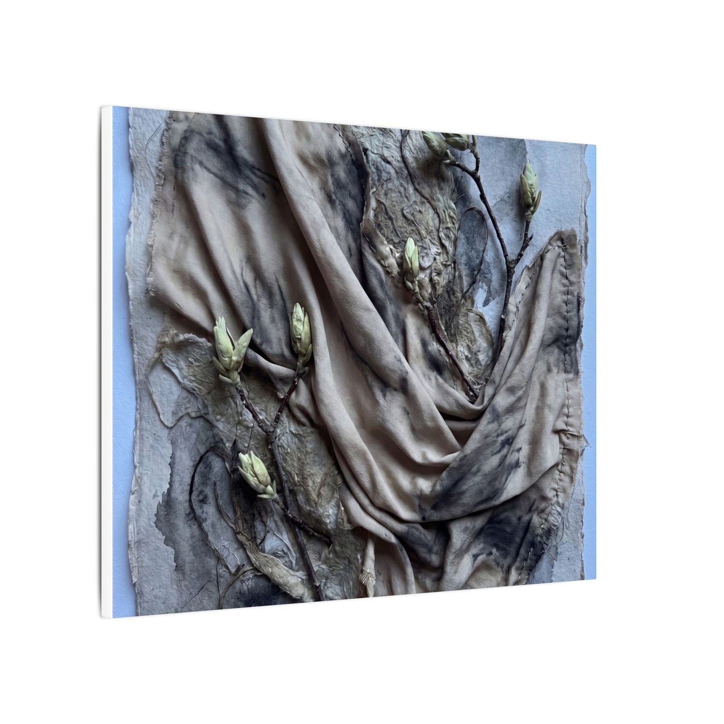 Japandi Silk Drape in Moonlight | Texture Canvas Art