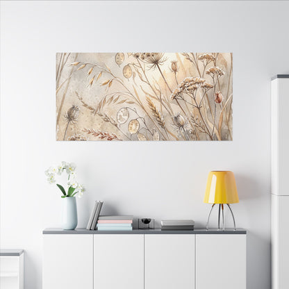 Winter Dried Flowers Watercolor Canvas Art | Warm Decor